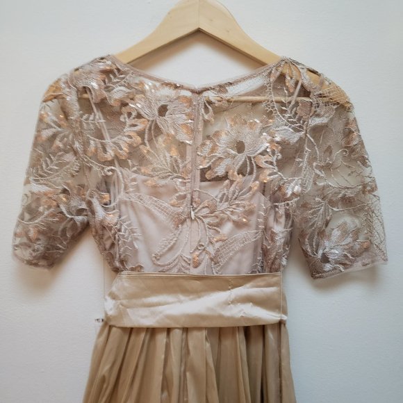 Adrianna Papell *NEW* Sequin Lace & Taffeta Gold Ballgown - Picture 10 of 16